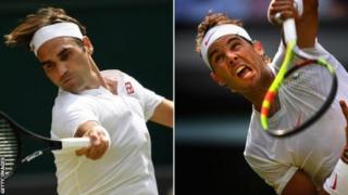 Umusuwisi Roger Federer (ibumoso) n'Umunya-Espanye Rafael Nadal (iburyo)