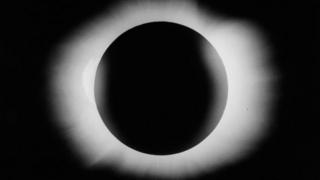 The solar eclipse in 1919. Photo taken by Arthur Eddington