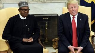 Shugaba Trump da shugaba Muhammadu Buhari a fadar White House