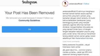Unggahan di akun Instagram @amienraisofficial yang dihapus karena dianggap tidak sesuai dengan aturan komunitas.