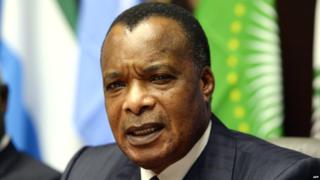 Denis Sassou Nguesso attends a conference on the Ebola epidemic in the Belgian capital Brussels in 2015.