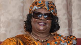 Malawi's former president Joyce Banda poses for a picture at the Chileka International Airport in Blantyre, southern Malawi, after returning home from a self-imposed exile on 28 April 2018