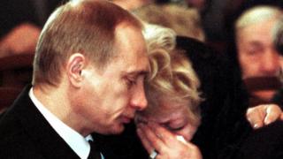 Vladimir Putin and Lyudmila Narusova at Anatoly Sobchak's funeral