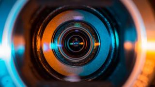 The lens of a video camera