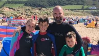family on a beach