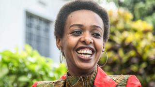 Diane Rwigara, a critic of Rwanda’s President, reacts as she speaks during an interview with AFP at her home in Kigali, after her recent release on bail by the High Court, on November 2, 2018
