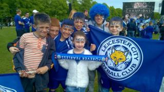 Kids celebrating Leicester's win