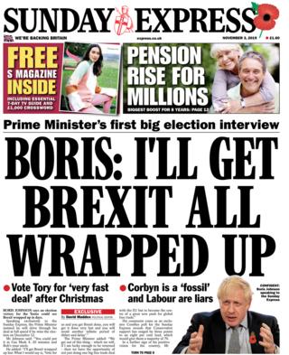 Sunday Express front page