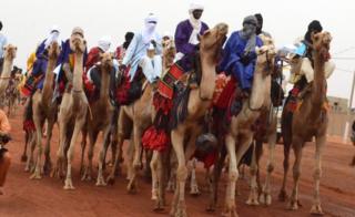 People on camels in Gao, Mali - Wednesday 18 July 2018