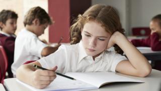 Child studying at school