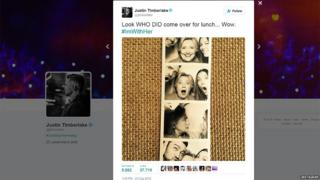 Fotos tomadas en un fotomatón en las que aparecen Justin Timberlake, Hilary Clinton y Jessica Biel.