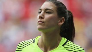 Hope Solo saat menjadi kapten tim Amerika tahun 2016