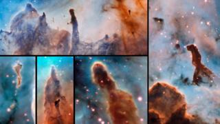 Imágenes de grandes pilares de nubes de polvo y gas