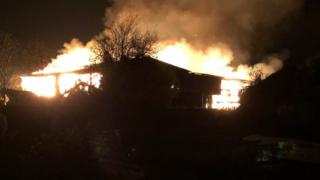 Barn on fire