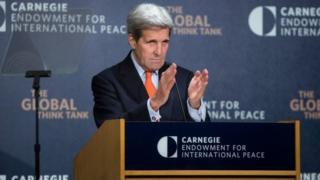 U.S. Secretary of State John Kerry discusses U.S. policy towards the Middle East at the Carnegie Endowment for International Peace offices October 28, 2015 in Washington, D.C