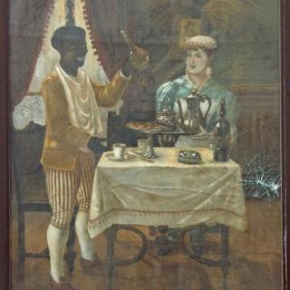 La peinture sur toile représentant un homme noir debout, serviteur ou esclave, et une dame blanche de la haute société, va être enlevée du 14 rue Mouffetard pour être rénovée puis exposée au musée Carnavalet (musée de la Ville de Paris).