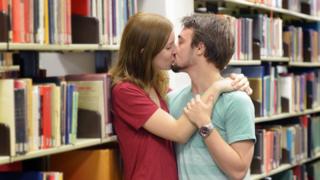Students kissing
