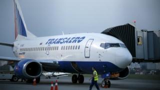 Russia's Transaero plane at Kiev airport. Photo: 25 September 2015