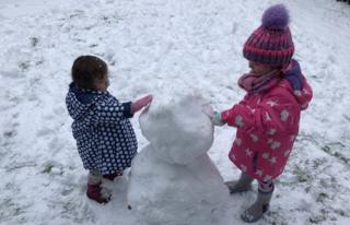 Children building a snowman