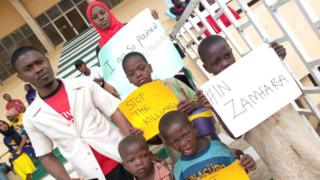 Masu zanga-zanga a a jihar Kaduna