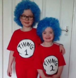 Freyja and Eilidh from Glasgow, Scotland, are Thing 1 and Thing 2 from the Dr Seuss books