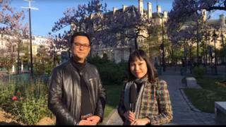 Hạnh Ly của BBC Tiếng Việt và ông Đình Đại, công chức Quận 13 ở Paris