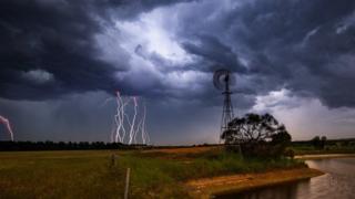 Rayos durante una tormenta.
