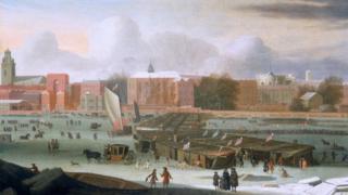 Ярмарка морозов на Темзе у Храмовой лестницы, c1684
