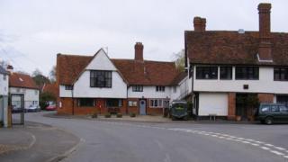Timber framed buildings in the centre of Kelsale