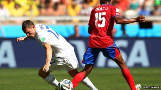 England play Costa Rica in a 2014 World Cup match in Brazil