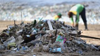 Pile of rubbish at Kuta beach