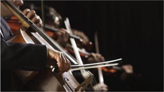 String players in an orchestra