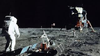 Buzz Aldrin walking on the Moon