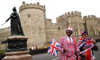 Royal, Joseph Afrane and Sky London fans gather in front of Windsor Castle Thursday, October 11th