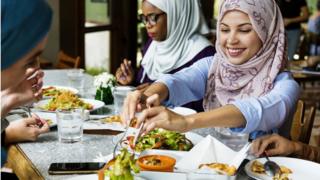 People eating foods