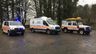 Rescue team vehicles