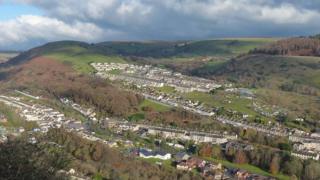 A view of New Tredegar in the valley