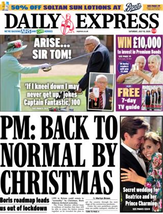 The Daily Express front page 18 July
