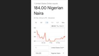 Screenshot of di exchange rate for Google.