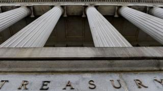 The façade of the US Treasury building