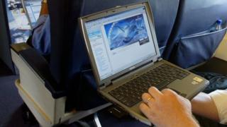 Laptop on a plane