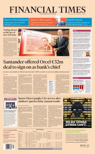 Tuesday's Financial Times front page