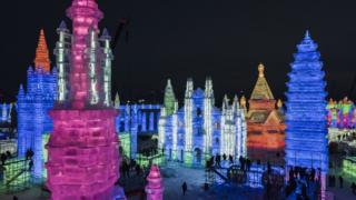 Preparations for Harbin ice and snow festival