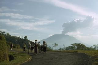 INDONESIA - APRIL 01: Mount Agung's volcano continues to smoke after a devastating eruption, Mount Agung, Bali,