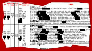 Redacted copy of The Karakax List in Chinese