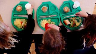 Children having school meals