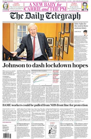 The Daily Telegraph front page 30 April