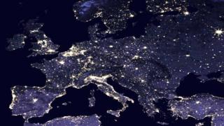 Europe at night in 2016