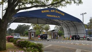 The main gate at Naval Air Station Pensacola, Florida, US, 2016