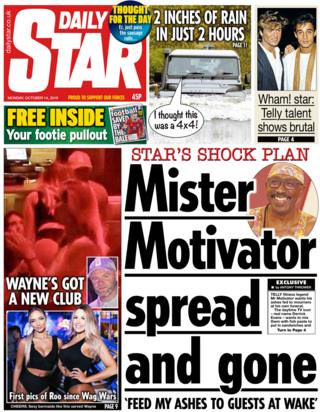 Front page of the Daily Star on 14 October 2019